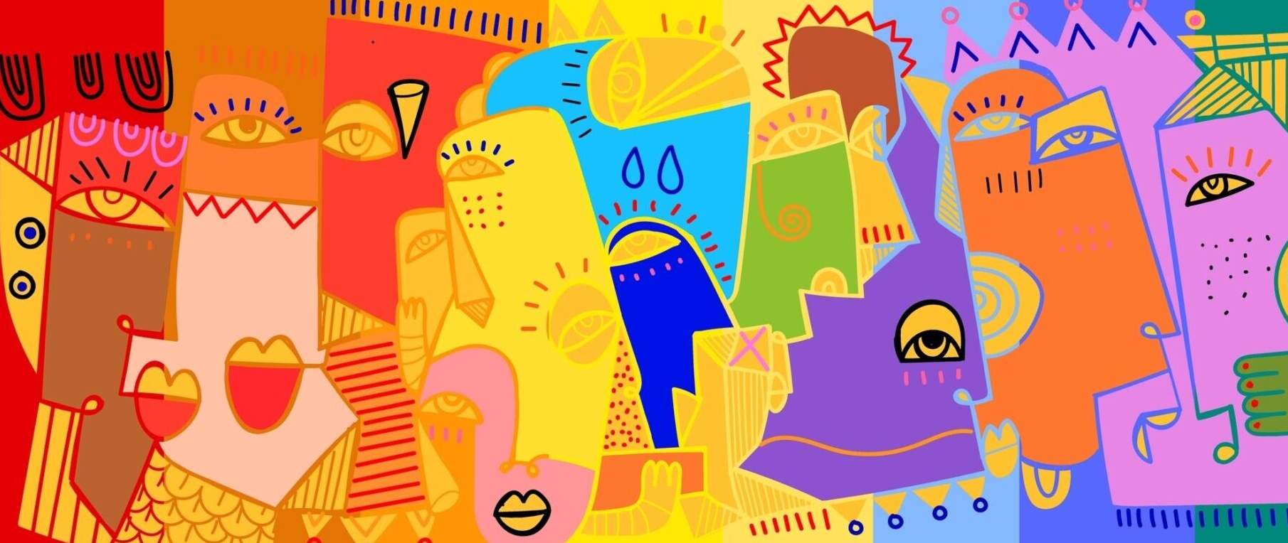 キュビズムスタイルで描かれた子どもの顔の絵