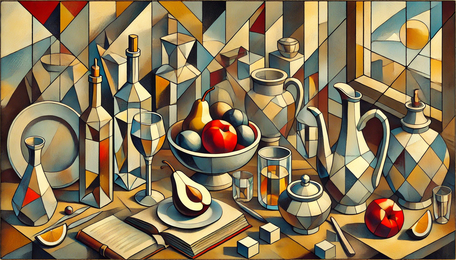 キュビスム風に描かれた静物画